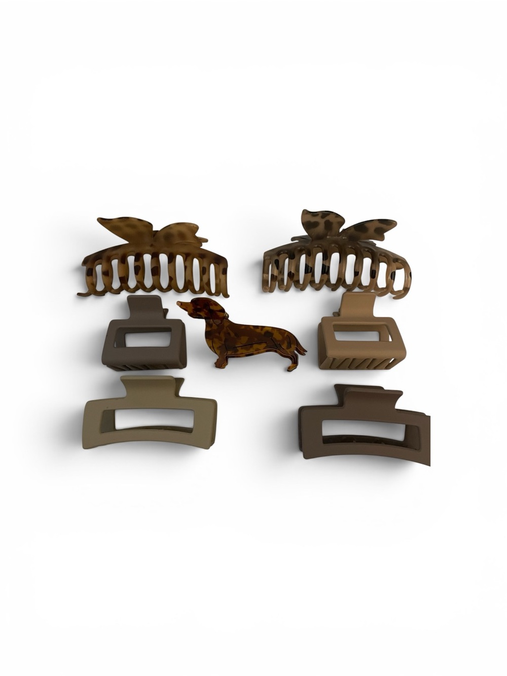 Neutral Tortoiseshell & Matte Brown Hair Claw Clip Set